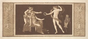 Apollo korunující umění Apollo Crowining the Arts, z Recueil de Different Compositions..., 1784.