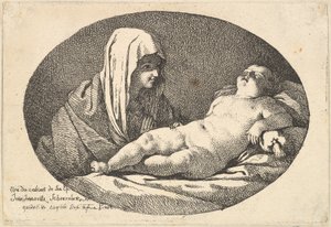 Panna vlevo sleduje nemluvně Krista, jak spí, oválná kompozice, po ..., 1760-63. od Jean Jacques Lagrenee