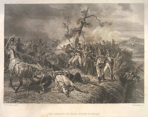 Bitva mezi ruskými vojsky a francouzskou jízdou u Ostrovna 25.-26. července 1812 od Jean Jacques Outhwaite