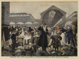 Stánek s polévkou na trhu Les Halles v dopoledních hodinách