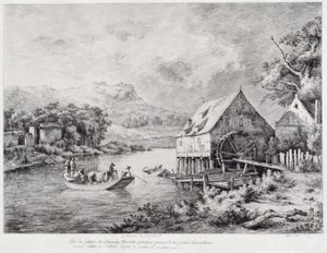 Mlýn na břehu řeky, 1774 od Jean Jacques de Boissieu