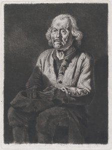 Sedící žebrák: Portrét starého Girarda, rolníka z Chasselay, 1772. od Jean Jacques de Boissieu