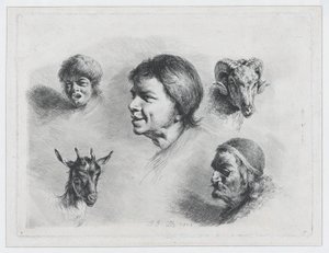 Studie o pěti hlavách, 1803. od Jean Jacques de Boissieu