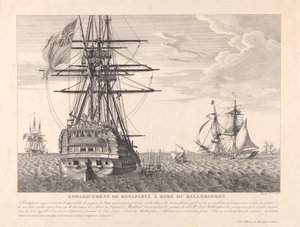 Napoleon se vzdává kapitánu Fredericku Lewisi Maitlandovi 15. července 1815, asi 1815 (lept) od Jean Jerome Baugean