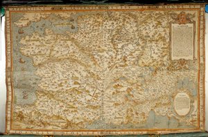 Zeměpisná mapa Galů zobrazující hranice s Německem a Itálií. Realizoval kartograf Jean Jolivet (16. století) od Jean Jolivet