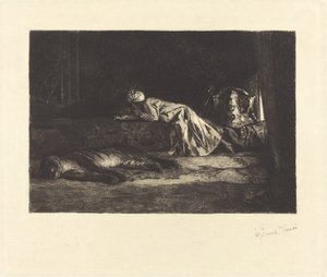 Orientální interiér se spícím tygrem od Jean Joseph Benjamin Constant