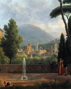 Krajina má fontánový detail obrazu od Josepha Bidaulta (1758-1846). 1821 ve Valencii. Muzeum výtvarných umění