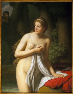 Nymfa překvapení. Obraz Jean Joseph Taillasson (1745-1809), Olej na plátně. Francouzské umění 18. století. Musee des Beaux Arts de Toulouse.
