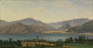 Jezero Fucino a pohoří Abruzzi od Jean Joseph Xavier Bidauld
