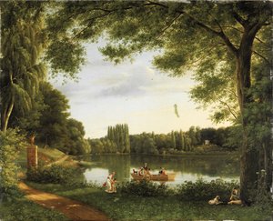 Pohled na jezero Ermenonville od Jean Joseph Xavier Bidauld