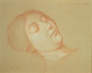 Studie k smrti Panny Marie (červená křída zvýrazněná bílou na papíře) od Jean Jules Antoine Lecomte du Nouy