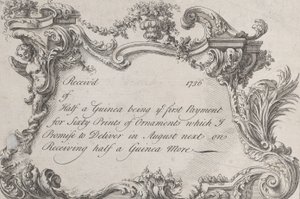 Obchodní karta pro Frazera, armádního tiskaře, papírníka a knihaře, 1736. od Jean La Rocque