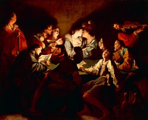 Noční koncert, cca 1621/2 (olej na plátně)