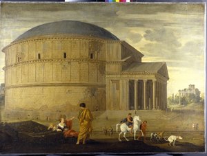 Capriccio pohled na Pantheon s Vespasianovým chrámem (olej na plátně)