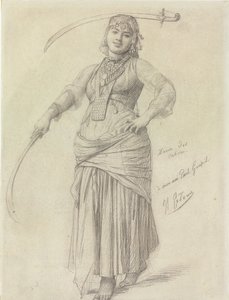 Šavlový tanec (tužka na papíře) od Jean Leon Gerome