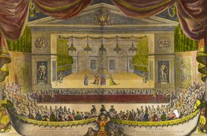 Reprezentace imaginárních nemocných ve Versailles Reprezentace hry Jeana Baptista Poquelin dit Moliere (1622-1673) před jeskyní Thetis (Thetys) v zahradách Versailles za přítomnosti krále Ludvíka XIV., místo uprostřed