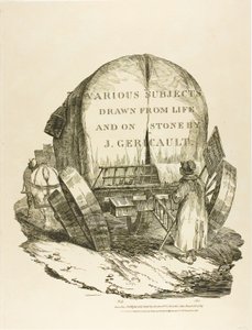 Vůz tažený koňmi, titulní strana pro různé náměty kreslené ze života a na kameni (The English Suite) od Jean Louis André Théodore Géricault