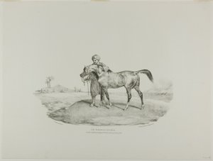 Arabský kůň, deska 8 z knihy Různé náměty kreslené ze života a na kameni (The English Suite) od Jean Louis André Théodore Géricault