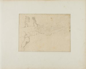 Průřez pilířovou síní a tři figurální náčrty od Jean Louis André Théodore Géricault