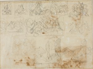Jedenáct kompozičních skic od Jean Louis André Théodore Géricault