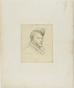 Portrét mladého muže ve vojenské čepici od Jean Louis André Théodore Géricault