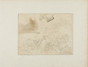 Náčrtky pro jezdeckou bitvu; zadní nohy psa od Jean Louis André Théodore Géricault
