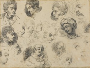 Náčrty hlav od Jean Louis André Théodore Géricault