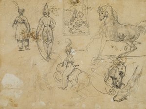 Náčrtky ruských důstojníků a koní od Jean Louis André Théodore Géricault