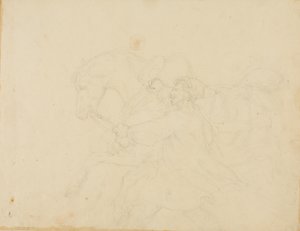 Stájník běžící vedle tažného koně od Jean Louis André Théodore Géricault