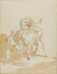 Stájník ošetřující koně od Jean Louis André Théodore Géricault
