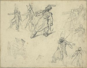 Studie granátníka a muničního vozíku od Jean Louis André Théodore Géricault