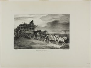Vůz na uhlí, deska 7 z knihy Různé náměty kreslené ze života a na kameni (The English Suite) od Jean Louis André Théodore Géricault