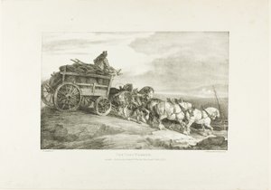 Vůz s uhlím, deska 7 z knihy Různé náměty kreslené ze života na kameni od Jean Louis André Théodore Géricault