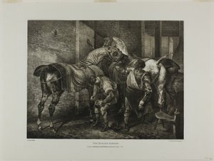 The English Farrier, deska 10 z knihy Různé náměty kreslené ze života a na kameni (The English Suite) od Jean Louis André Théodore Géricault