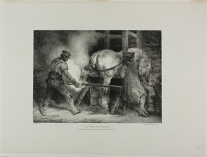 Vlámský sedlář, deska 4 z knihy Různé náměty kreslené ze života a na kameni (The English Suite) od Jean Louis André Théodore Géricault