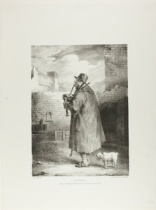 The Piper, deska 1 z knihy Různé náměty kreslené ze života a na kameni (The English Suite) od Jean Louis André Théodore Géricault