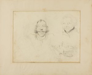 Tři karikatury hlav od Jean Louis André Théodore Géricault