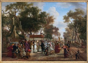 Procesí Božího těla ve vesnici - Procesí Božího těla ve vesnici od Jean Louis Demarne (De Marne nebo Demarnette) (asi 1752-1829). Olej na dřevě. Rozměr: 48 x 67 cm. Soukromá sbírka