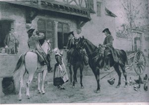 Zastavení v hostinci, ilustrace zCassellsova románu o slavných životech, asi 1940 od Jean Louis Ernest Meissonier