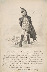 Dopis Samuelu P. Averymu s kresbou vojenské postavy, 1880. od Jean Louis Ernest Meissonier