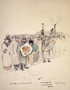 Návrat psance, kolem roku 1895 (pero, inkoust a akvarel na papíře) od Jean Louis Forain