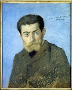 Portrét francouzského spisovatele Charlese Marie Georges Huysmans dit Joris Karl Huysmans (1848-1907) Pastel od Jean-Louise Foraina (1852-1931) Sun. 0,55x0,44 m 19. století - Portrét francouzského spisovatele Charlese Marie Georgese Huysmanse zvaného Joris od Jean Louis Forain
