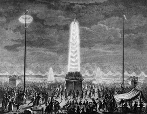 Francouzská revoluce: Festivaly a iluminace na Champs Elysees v Paříži 18. července od Jean Louis II (after) Prieur