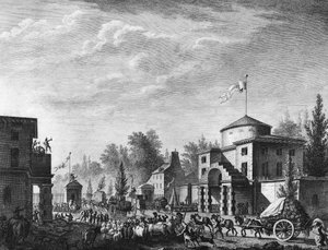 Francouzská revoluce: Volný vstup na pařížskou bariéru 1. května od Jean Louis II (after) Prieur