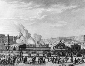 Francouzská revoluce: Dobrovolníci v Pont Neuf v Paříži, 22. července od Jean Louis II (after) Prieur