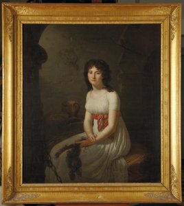 Občanka Tallienová v cele ve věznici La Force, drží si ostříhané vlasy, 1796