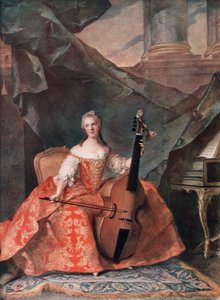 Madame Henriette de France ve dvorním kostýmu hrající na basovou violu, 1754. od Jean Marc Nattier