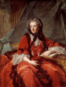 Portrét Marie Lesczinské (Lesczynska) (1703-1768) Francouzská královna Obraz Jean Marc (Jean-Marc) Nattier (1685-1766) 1748 Slunce 1,37x1,05 m Dijon, Musee des Beaux Arts od Jean Marc Nattier