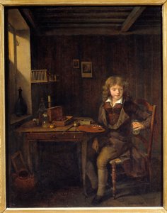 Mladý student připravuje barvy svého mistra Malba Jean Michel Grobon (1770-1853) Lyon 19. století, Musee des Beaux Arts