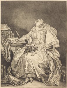 Spící filozofie od Jean Michel Moreau after Jean Baptiste Greuze